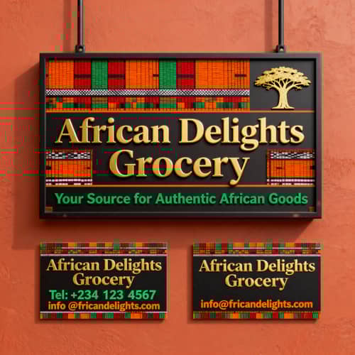 African Grocery Store Sign & Business Card Design