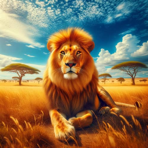 Majestic Adult Lion in African Savannah | Wildlife Photography