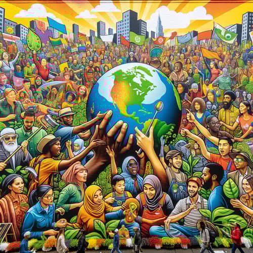 Vibrant Collage of Diverse People Engaging in Sustainable Activities