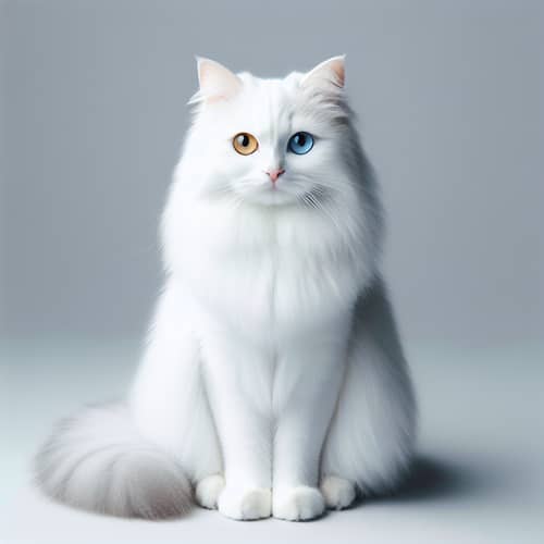 White Medium Length Coat Cat with Heterochromia
