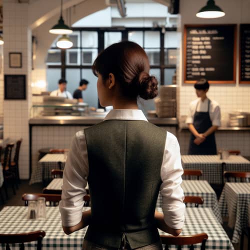 South Asian Restaurant Manager Surveying Layout