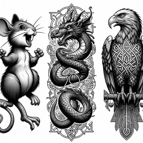 Norse Mythology Tattoo with Ratatoskr, Nidhogg & Vedrfolnir