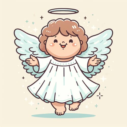 Chubby Cheerful Angel Spreading Joy with Halo and Feathered Wings