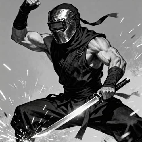 Welding Ninja: Muscled Warrior with a Sword Welding Ninja: Muscled Warrior with a Sword