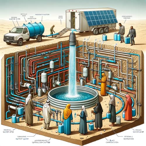 Underground Water Source Access & Purification System with Solar Panels