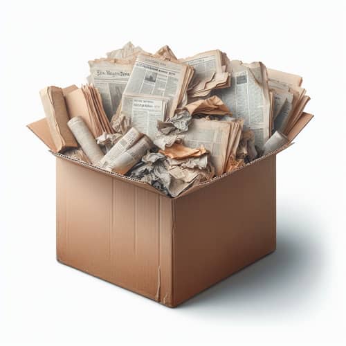 High-Quality Realistic Image of Waste Paper and Old Newspapers in Cardboard Box