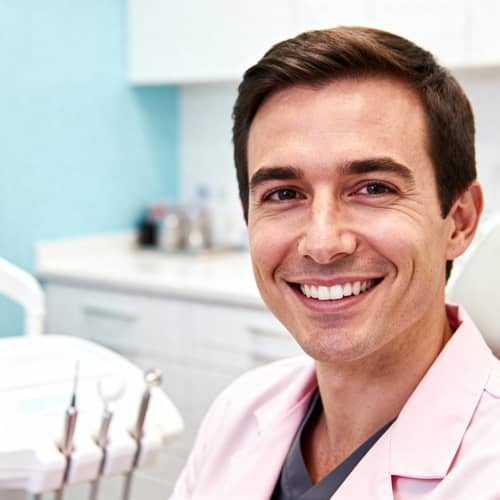 Friendly Dentist Headshot in Professional Setting Friendly Dentist Headshot in Professional Setting
