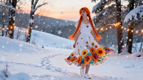 Enchanting Winter Scene with a Young Woman Enchanting Winter Scene with a Young Woman