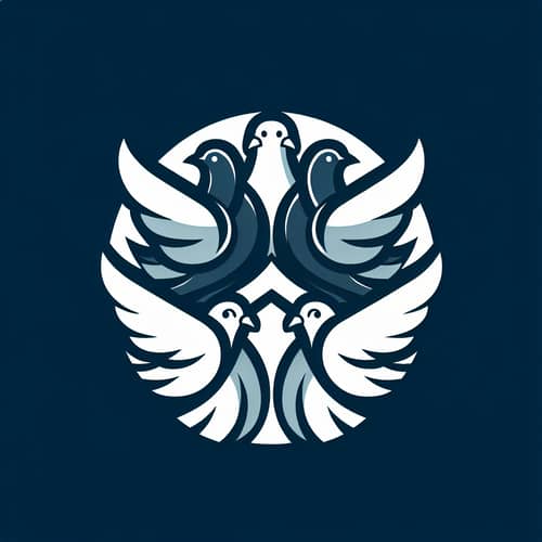 Team Logo Design with Five Pigeons Symbolizing Unity and Teamwork