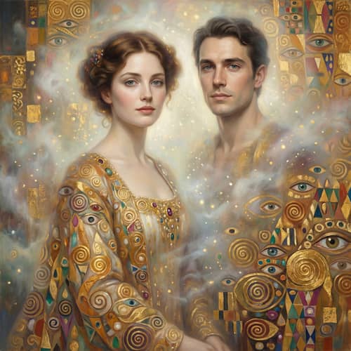 Klimt Style Portrait with Soft Light Effects