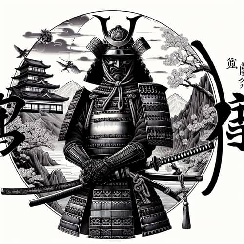Meticulously Detailed Samurai Warrior in Traditional Japanese Attire