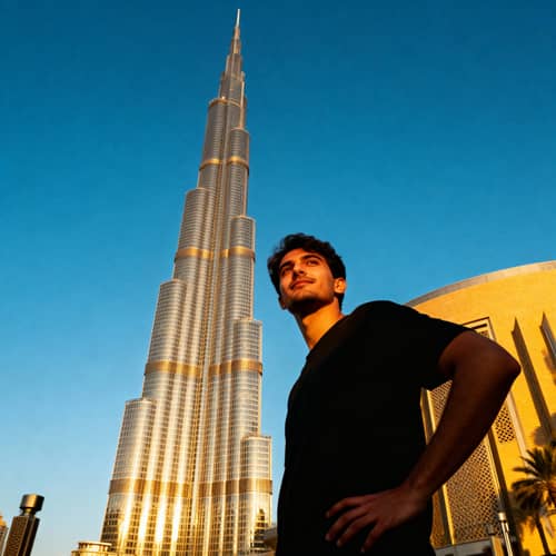 Person Standing Before Burj Khalifa - AI Image