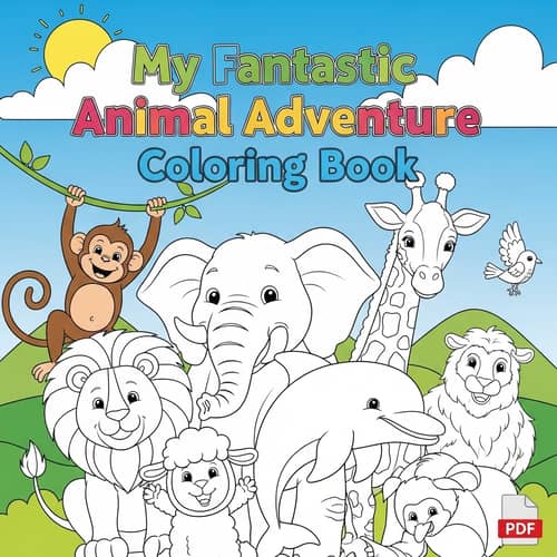 Coloring Book PDF for Kids: 10 Animal Drawings