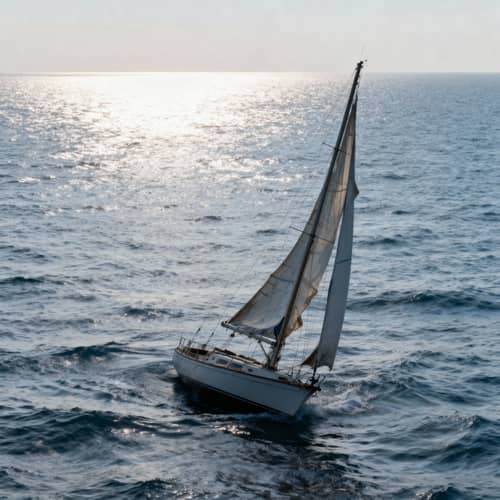 Drifting Sailboat in the Ocean Drifting Sailboat in the Ocean