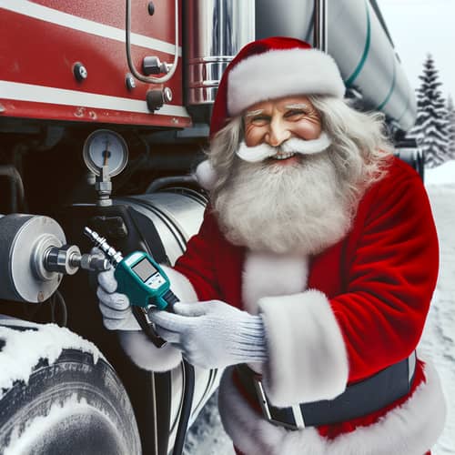 Santa Claus Installing Fuel Level Sensor in Truck - North Pole Story