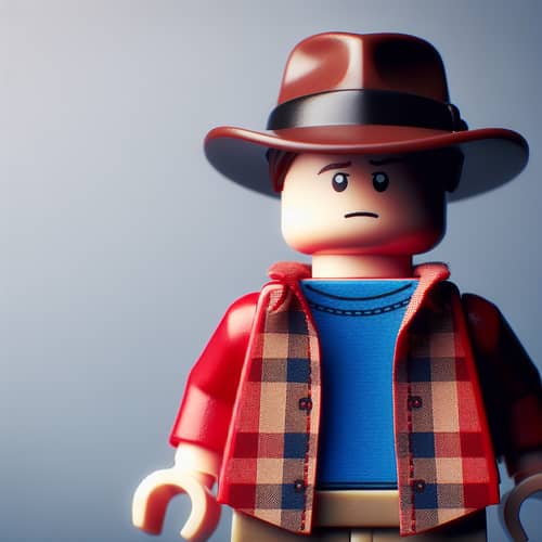 Lego Minifigure with Checked Shirt & Indiana Jones Hat