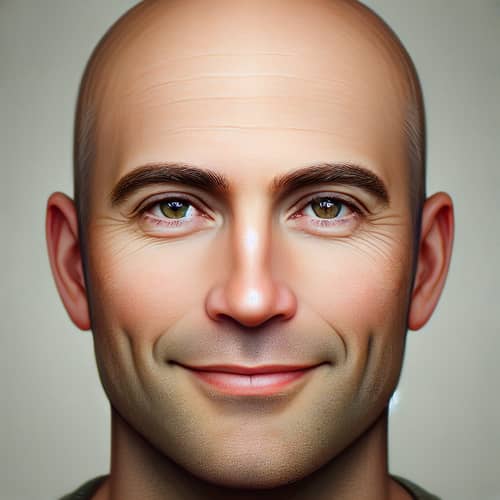 Portrait of Friendly Middle-Aged Bald Man with Gentle Expression