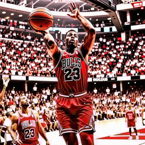 Intense Chicago Bulls Basketball Player Jump Shot