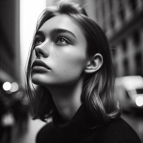 Timeless Candid Street Photography: Contemplative Young Woman