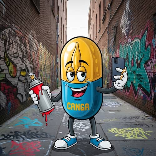 Vibrant Graffiti Character: A Playful Urban Scene