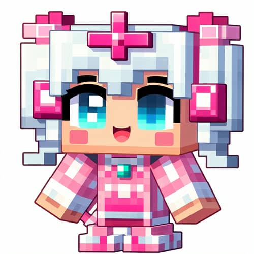 Cute Minecraft Character in Pink Armor & Tiara