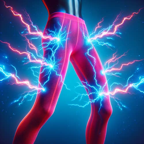 Neon Pink Electrically Charged Tights | Glowing Blue Sparks