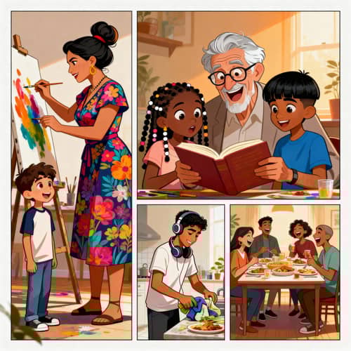 Heartwarming Multi-Generational Family Comic Strip