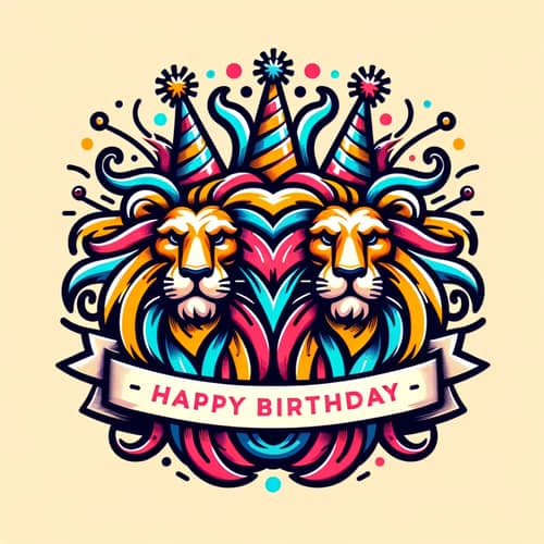 Festive Lion Logo Design | Roaring Birthday Celebration
