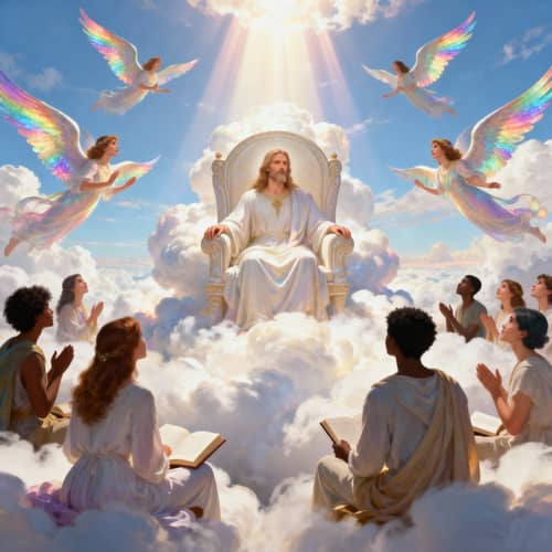 Celestial Scene of Ethereal Beings and Divine Light