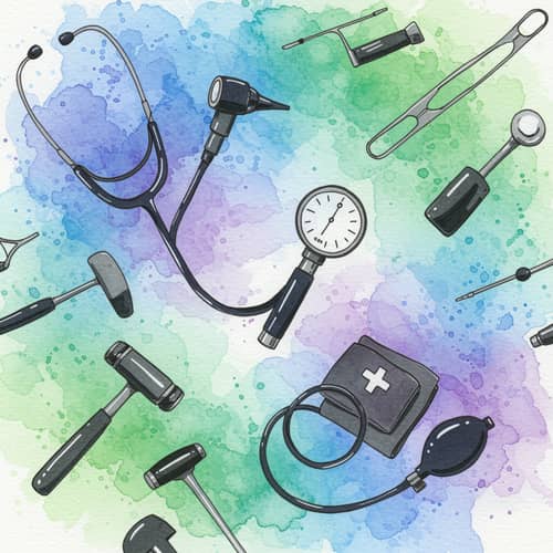 Watercolor Medical Tools Pattern Background