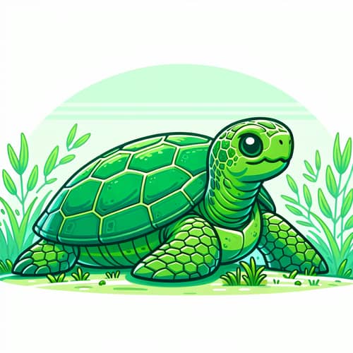 Native Turtle Clipart in Vibrant Green | Serene Nature Scene