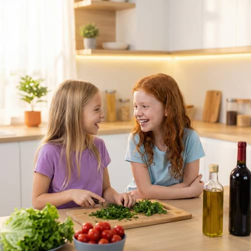 Joyful Cooking Moments with Kids in a Modern Kitchen Joyful Cooking Moments with Kids in a Modern Kitchen