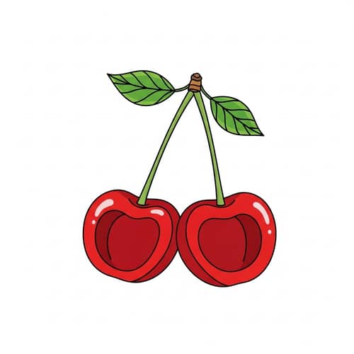 Outline Drawing of Cherries for Coloring
