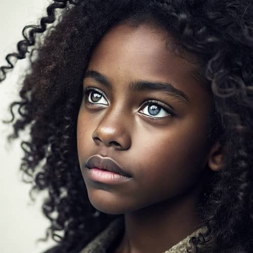 Black Girl with Intense Grey Eyes