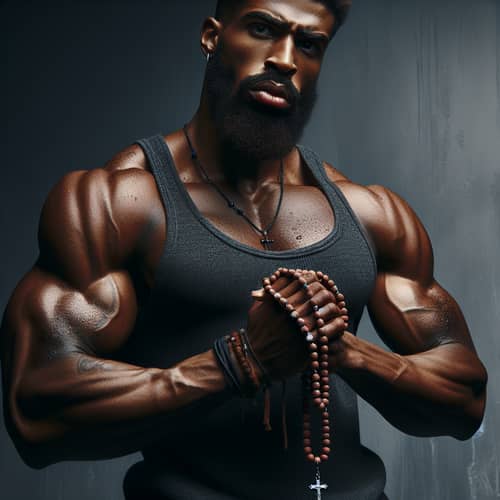 Vigorous West-African Man Holding Rosary