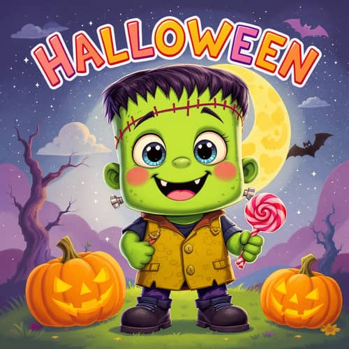 Cute Frankenstein Monster Halloween Card for Kids Cute Frankenstein Monster Halloween Card for Kids