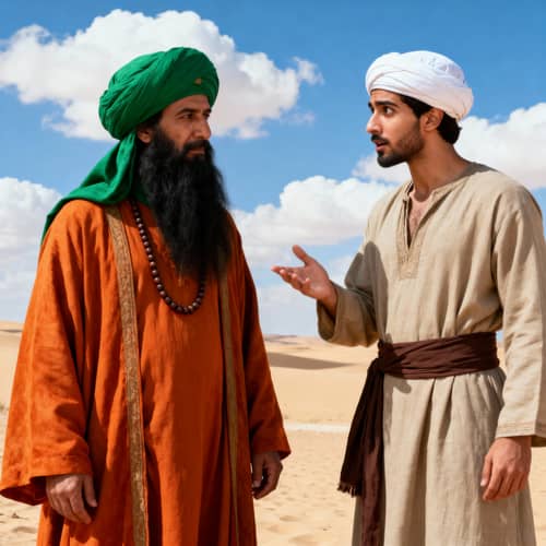 7th Century Desert Scene: Arab Man & Wise Sufi 7th Century Desert Scene: Arab Man & Wise Sufi