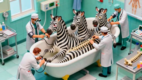 Whimsical Zebras in a Bathtub - A Colorful Fantasy Whimsical Zebras in a Bathtub - A Colorful Fantasy
