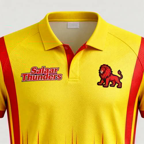 Salaar Thunders Cricket Jersey - Yellow & Red Stripes