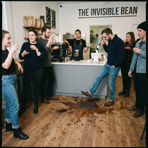 Coffee Shop Chaos: A Fun Coffee Spill Scene Coffee Shop Chaos: A Fun Coffee Spill Scene