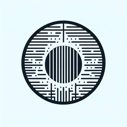 Minimalist Geometric Circle Design with Black Lines and Blue Shaded Areas