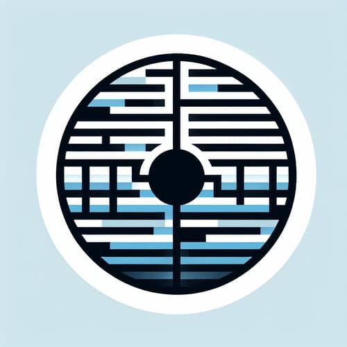 Minimalist Geometric Circle Design with Black Lines and Blue Shades