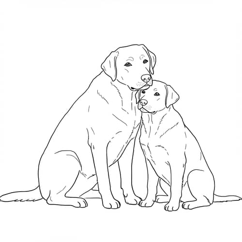 Two Labradors Line Drawing Art