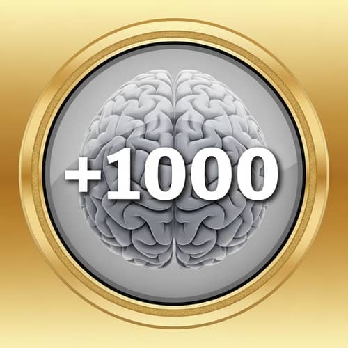 Brain Icon with +1000 | 500px Round Design