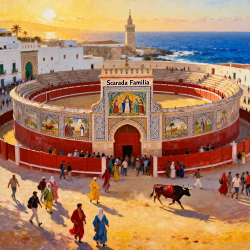 Vibrant Scenes of Sagrada Familia, Tangier Vibrant Scenes of Sagrada Familia, Tangier