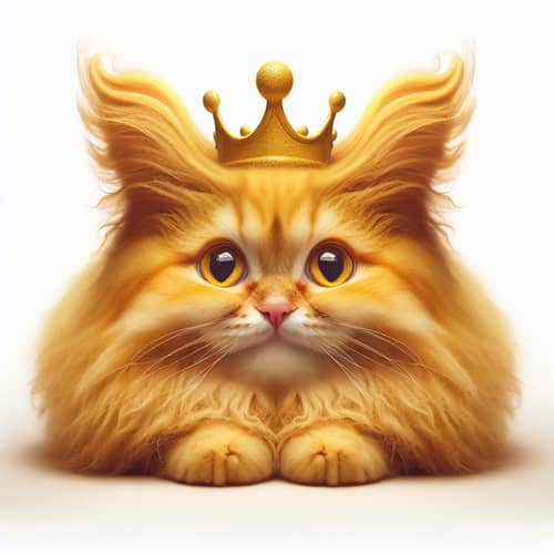 Whimsical Cat with Crown Head | Yellow Soft Candy Fur