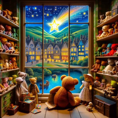 Teddy Bear's Adventure in a Cozy Town