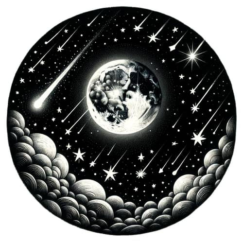 Cartoon Night Sky Background | Moon, Stars, Shooting Stars