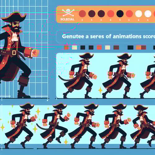 Pirate Character Animation Series: 15-Color, 64x64 Pixels Design