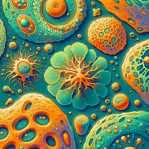 Vivid Plant and Animal Cells: Intricate Detail in Colorful Palette